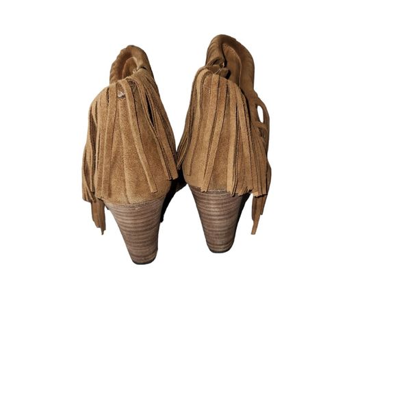 Lucky Brand Yachin Brown Suede  Wedge Ankle‎ Fringe Bootie Women's Size 8.5 - Picture 4 of 4